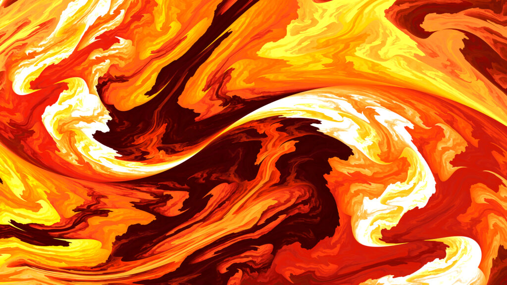 Fiery Abstract Fractal Wallpaper - Vibrant Red, Orange & Yellow Design