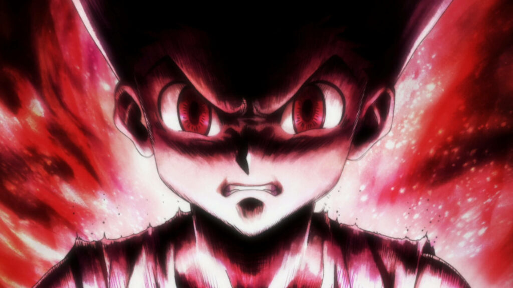Fierce and Fiery: Gon Freecss Red Aesthetic Art Wallpaper
