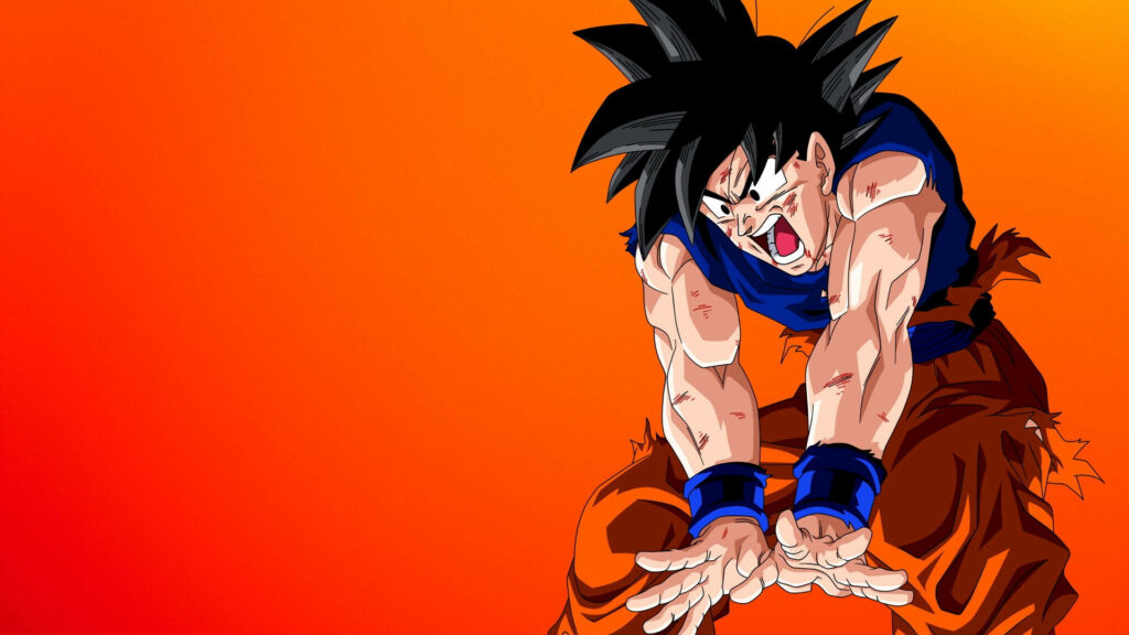 Fury Unleashed: Powering Up for the Ultimate Kamehameha Blast - Striking Goku Background Picture Wallpaper