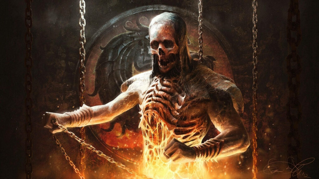 Inferno Chain: Scorpion's Skeletal Fury - Mortal Kombat Wallpaper