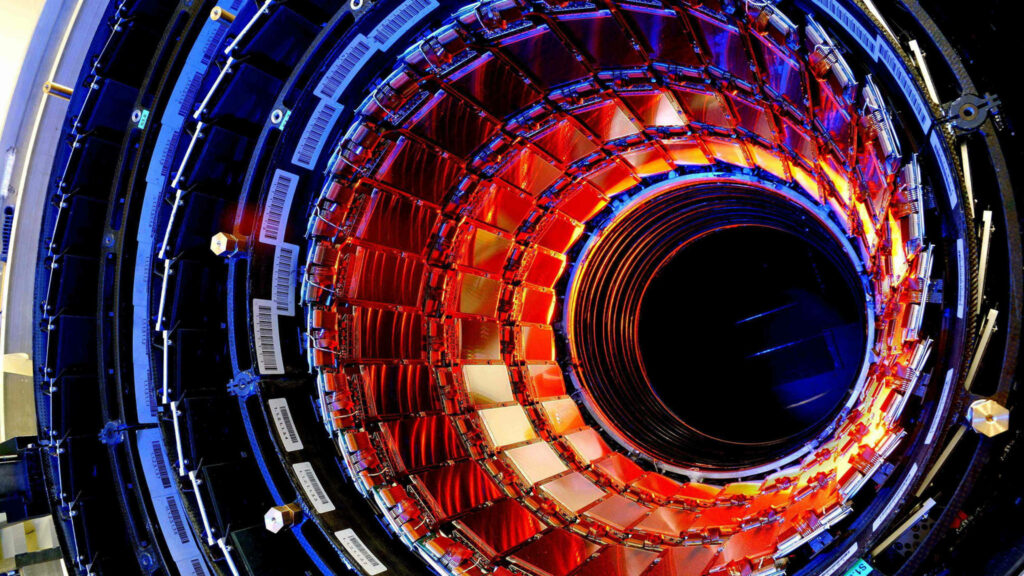 The Fiery Glow of Rainmeter: Exploring the Large Hadron Collider Wallpaper