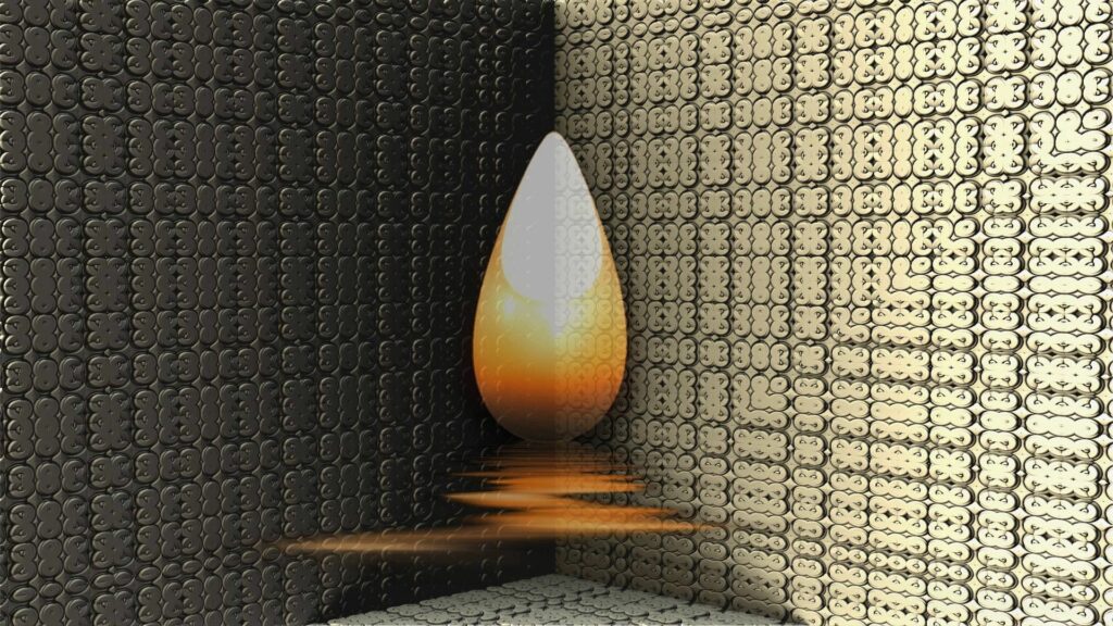Fiery Gradient 3D Teardrop Wallpaper: Artistic Room Background