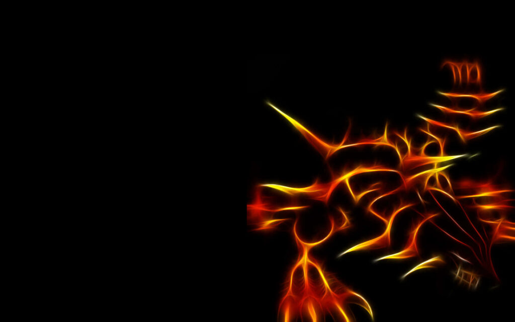 Vivid Groudon Line Art Wallpaper - Fiery Power on Black Background