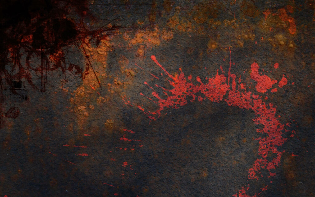 Chaos and Color: A Grungy Stone Texture with Bold Red Splash Wallpaper