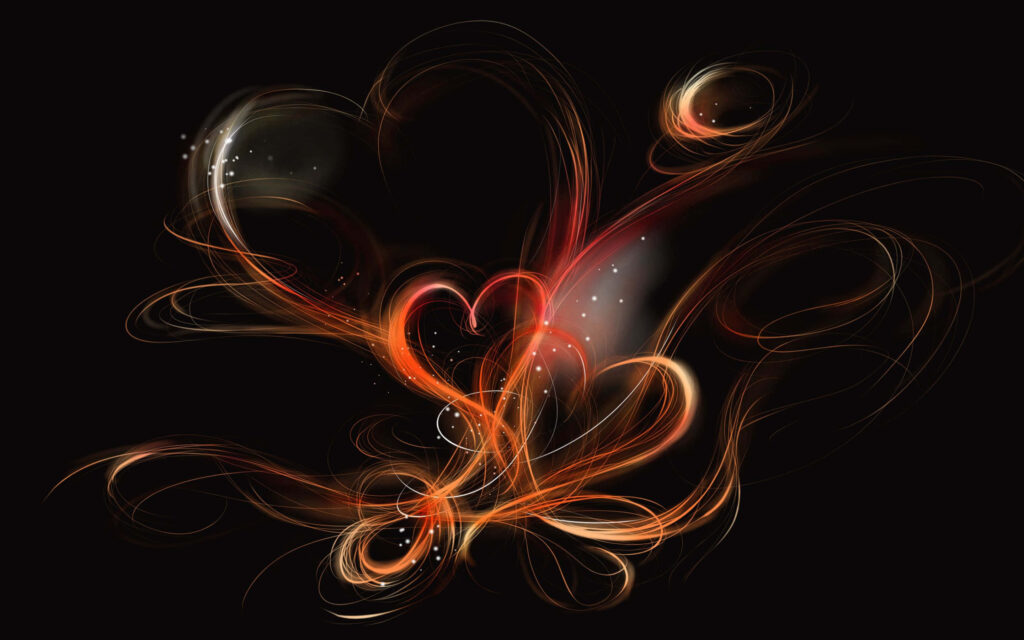 Fiery Heart Shapes Wallpaper: Vibrant Red & Orange Romantic Design
