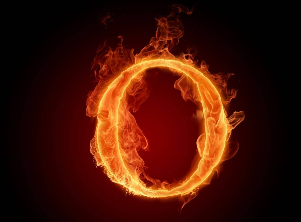 Fiery Letter O wallpaper with bright flames on dark background bold energetic digital art