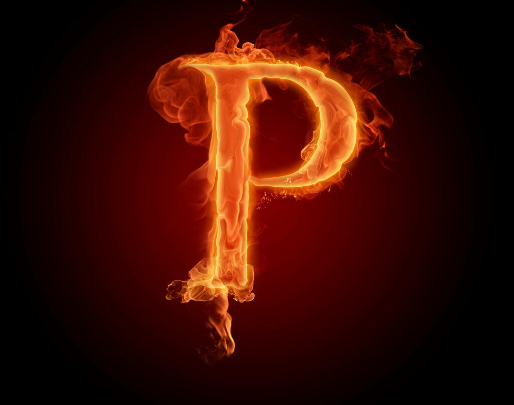 Flaming Letter P Wallpaper: Vibrant Fire Design on Dark Background