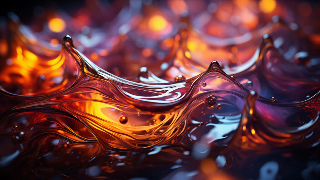 Fiery Liquid Abstract Wallpaper: Vibrant Orange & Deep Purple Waves