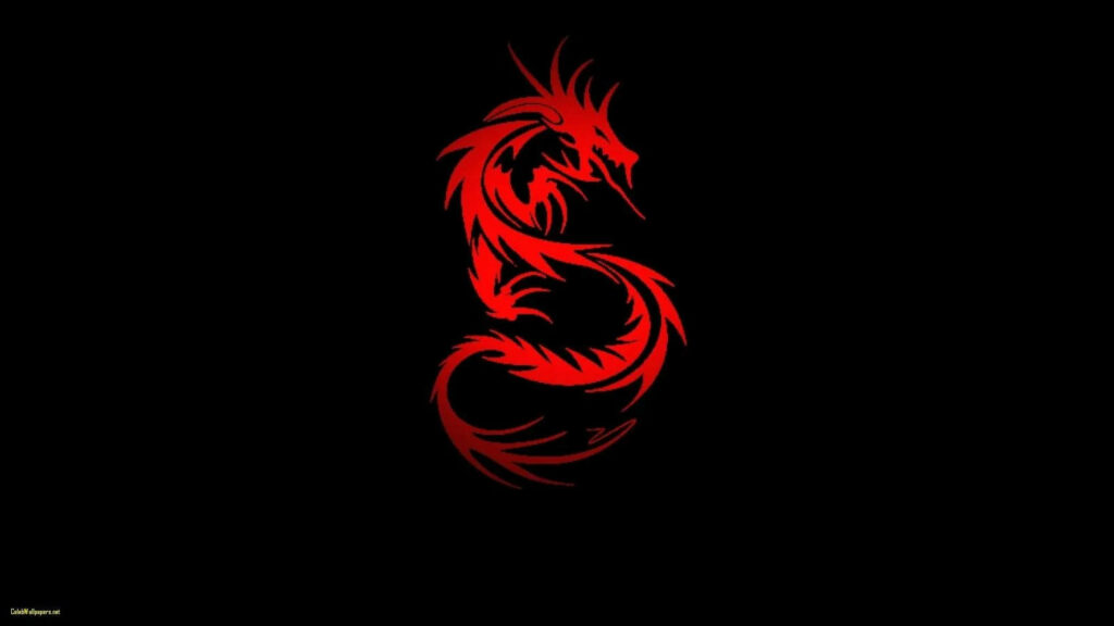 A Fearsome Chinese Red Dragon Slithers in the Shadows Wallpaper
