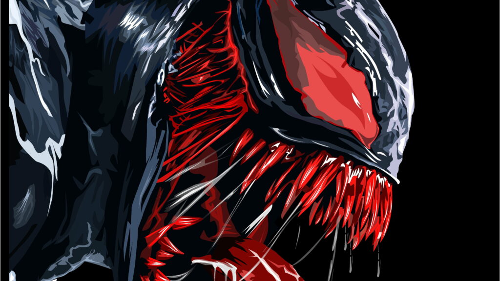 The Fiery Lure of Red Venom: A Captivating Superhero Artwork in Mesmerizing 4K Wallpaper