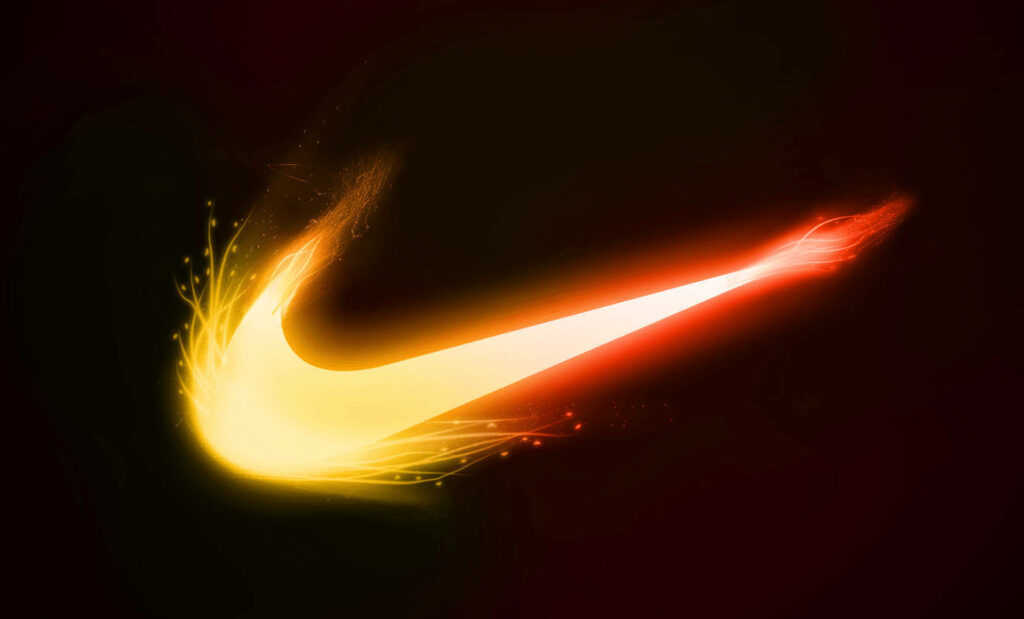 Blazing Nike Brand Symbol: A Fiery Take on the Iconic Checkmark – Epic Nike Background Picture Wallpaper