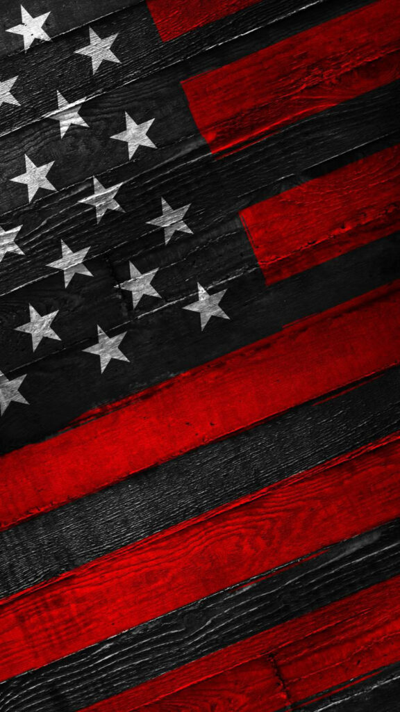 Scarlet Shadows: An Eerie American Flag Emerges Wallpaper