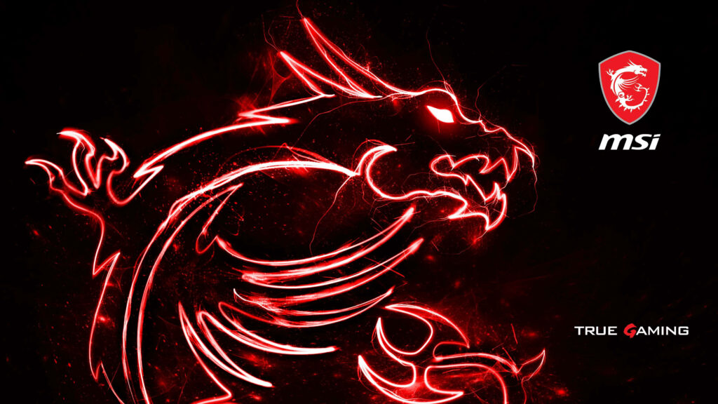 Glittering MSI Red Dragon Logo in 4k: A Neon Wallpaper Masterpiece