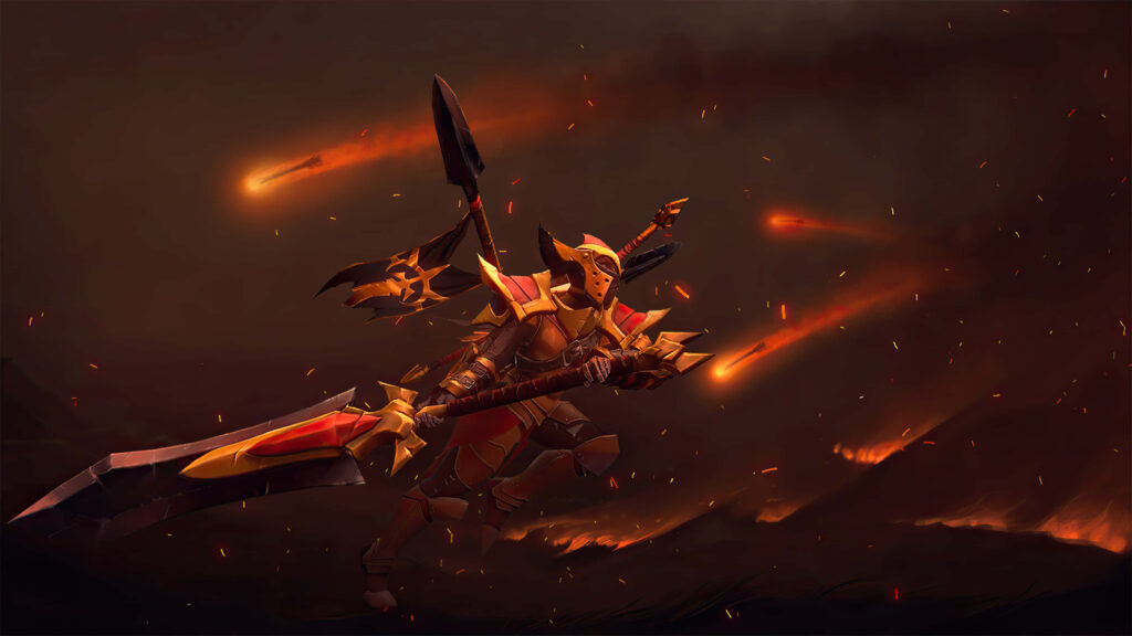 Legion Commander: Embracing the Flames of Battle in Epic 4K Splendor Wallpaper