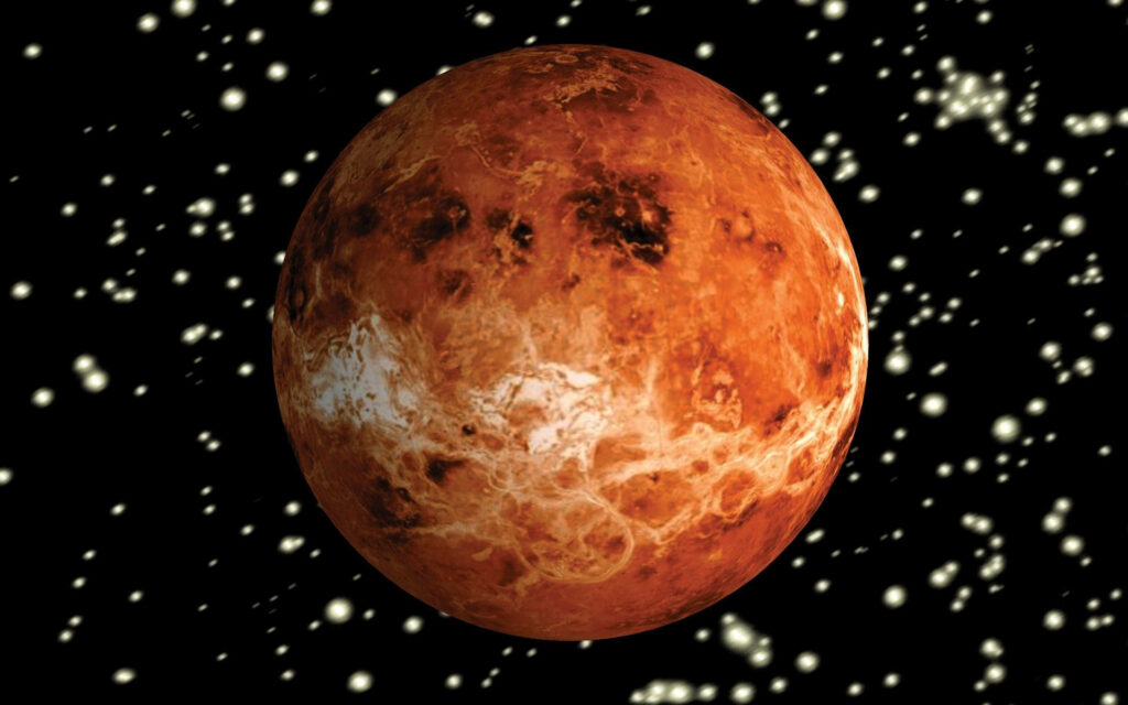 Stunning Venus Wallpaper: Fiery Planet Amidst Starry Background