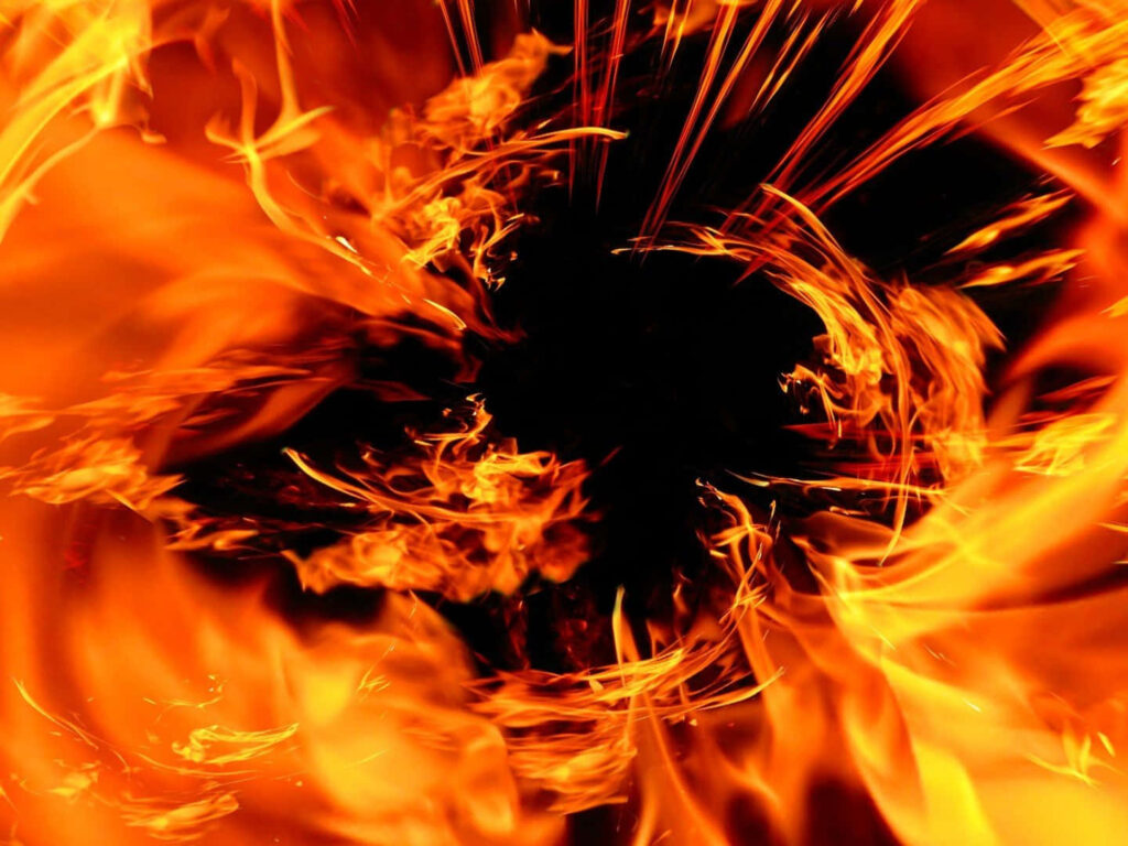 Fiery Vortex Abstract Wallpaper: Swirling Orange & Red Flames