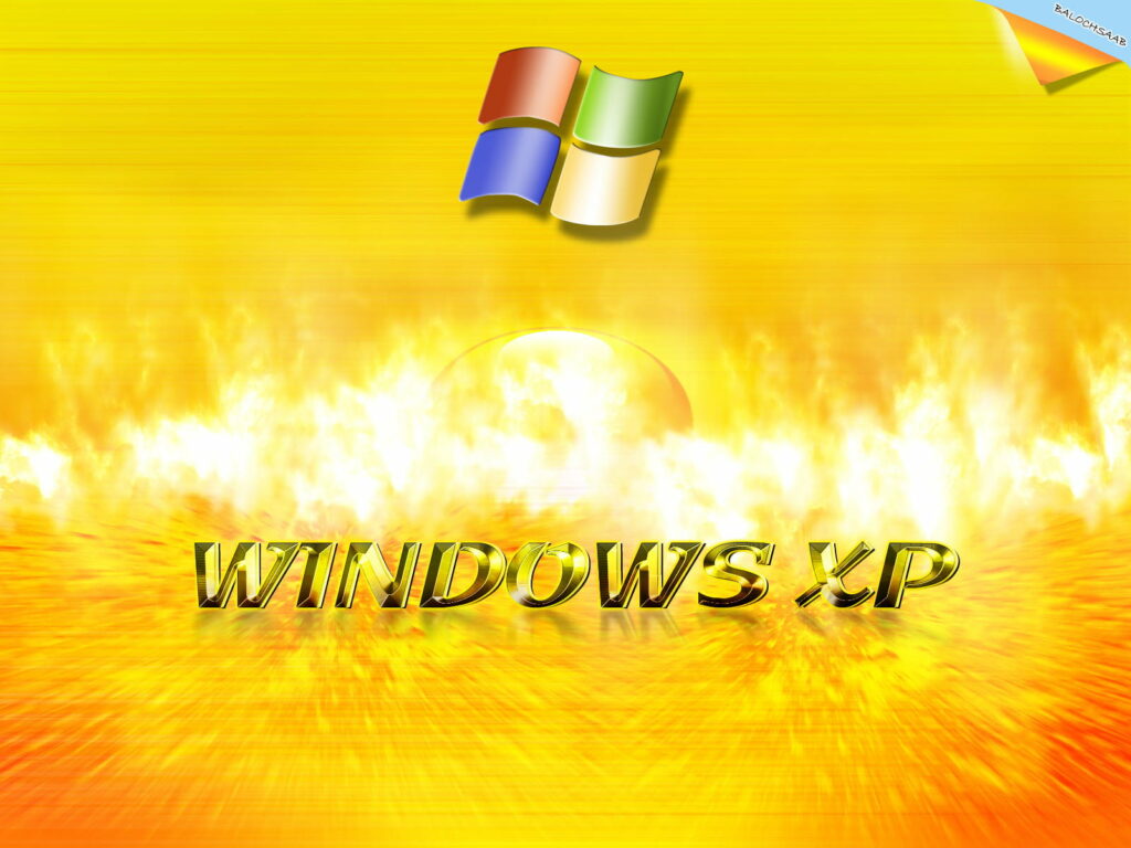 Fiery Reflection: Vibrant 3D Windows XP Wallpaper Engulfed in Flames