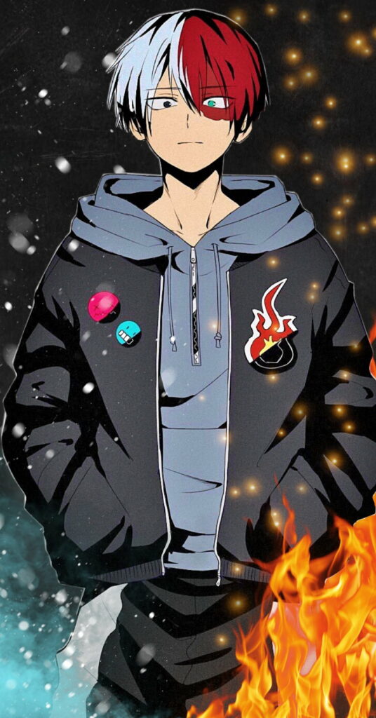 Frozen Inferno: Todoroki's Explosive Ice Power (BNHA) Wallpaper