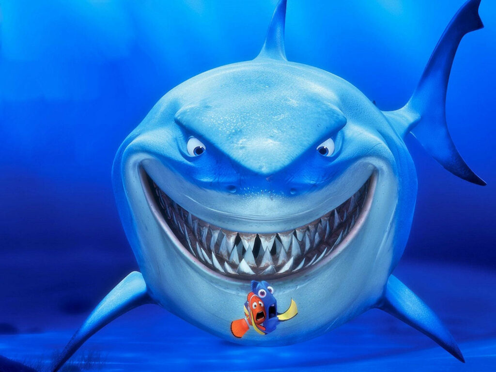 Vibrant Finding Nemo Wallpaper: Bruce, Dory & Marlin Underwater