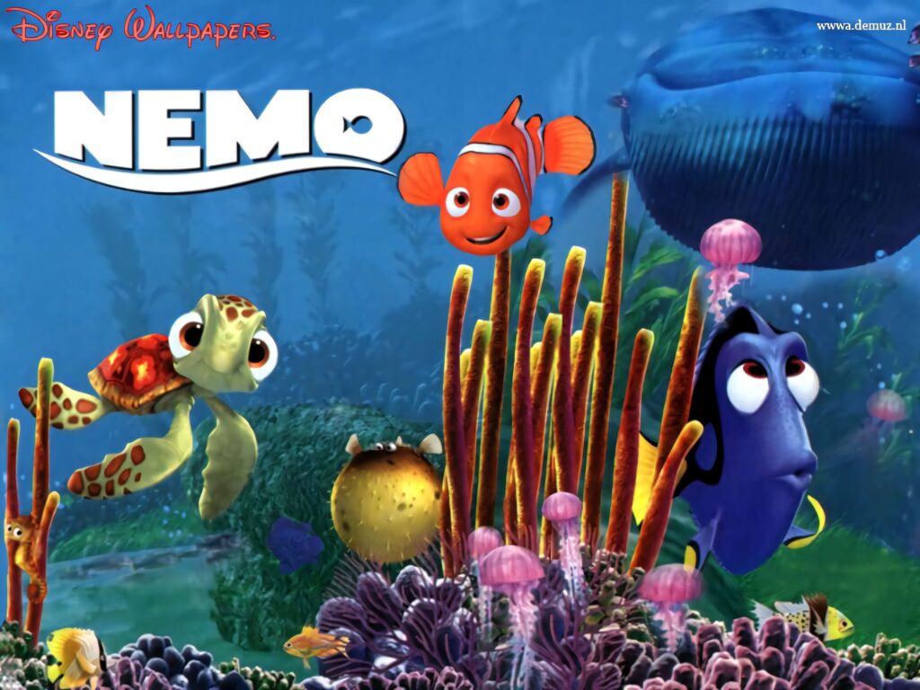 Explore the Colorful Underwater World with Nemo, Dory & Crush Wallpaper
