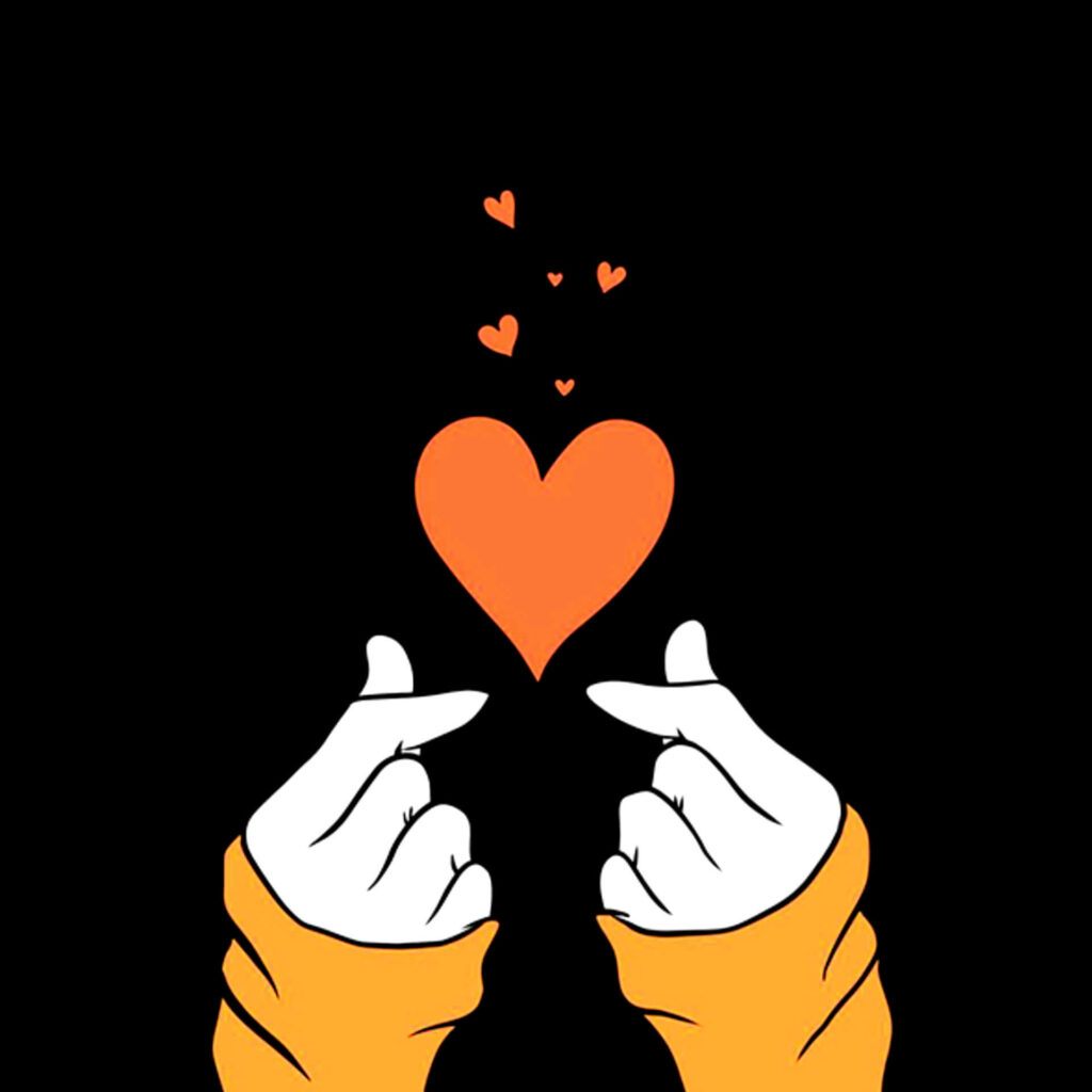 Finger Heart Gesture Wallpaper: Love & Affection on Black Background