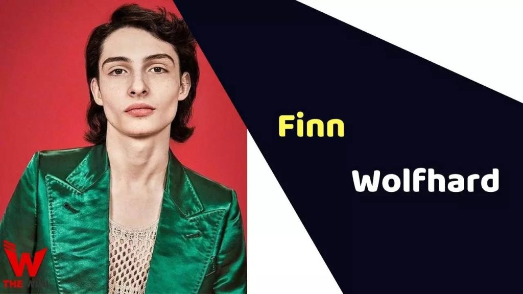 Finn Wolfhard poster wallpaper shiny green blazer mesh top red background split-screen design