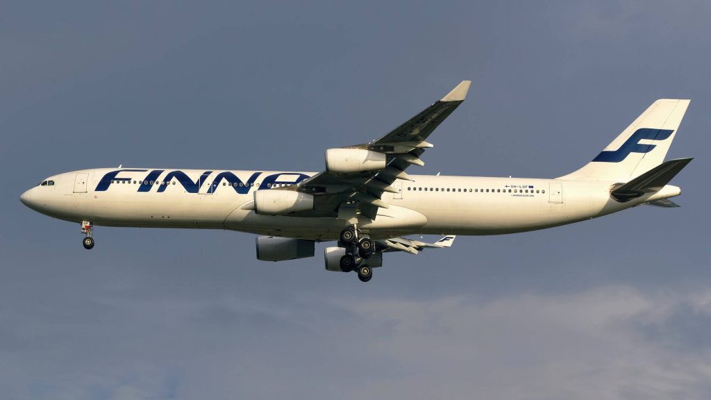 Finnair Airbus A340 300 OH LOF on final approach with clear sky professional aviation photo Wallpaper