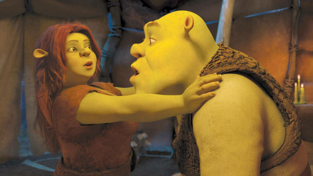 Fiona Stops Shrek: Memorable Animated Movie Wallpaper Background