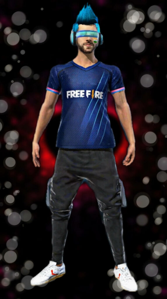 Blue Coolness: DJ Alok Dominates in Free Fire with a Fiery Blue Aesthetic Attire and Spectacular Background Wallpaper