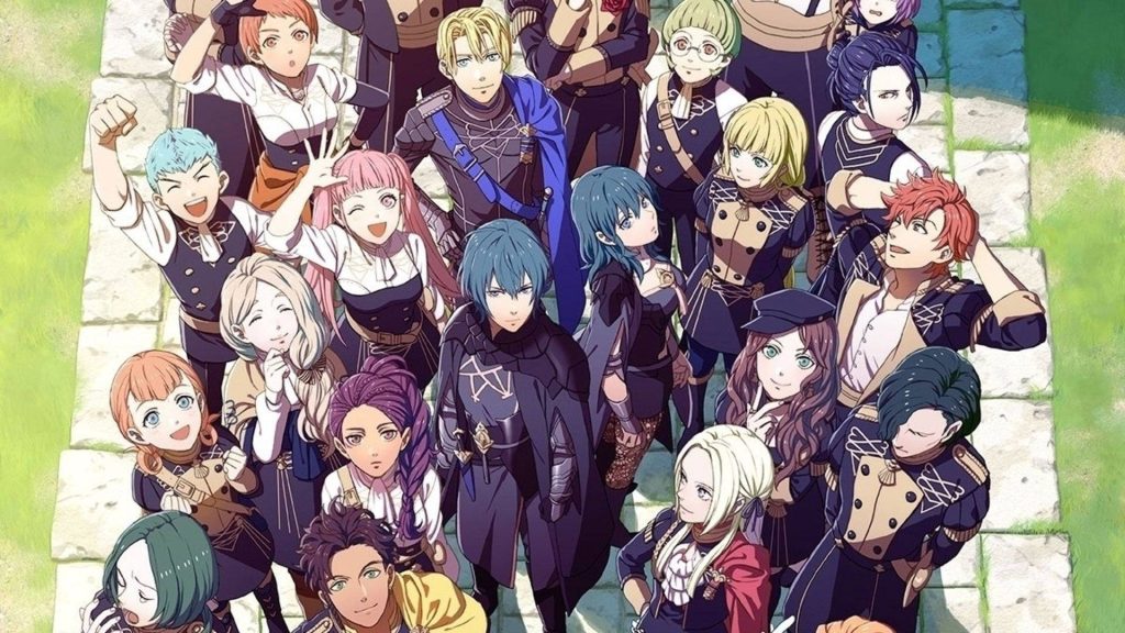 Fire Emblem Three Houses wallpaper featuring Byleth Dimitri Edelgard Claude and students on path