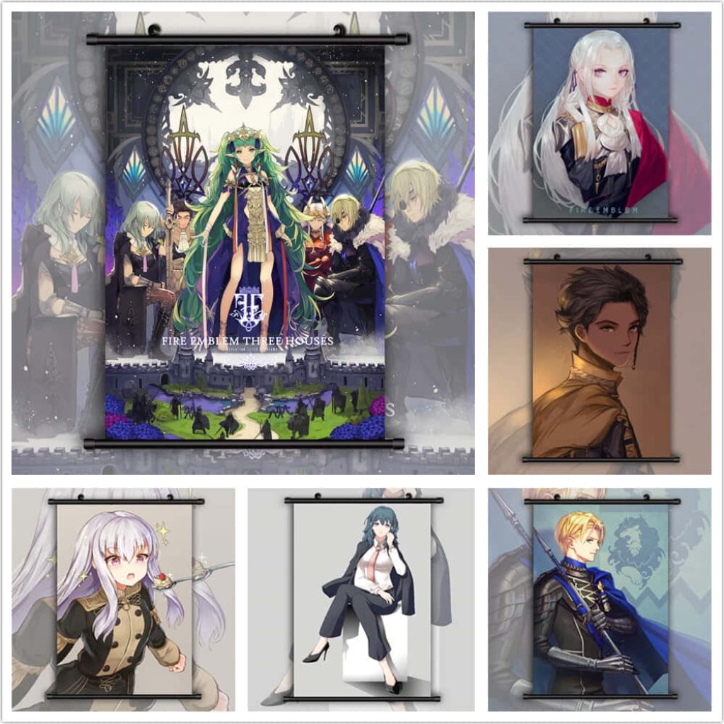 Fire Emblem Three Houses wallpaper set featuring Edelgard Dimitri Claude Byleth Lysithea Sothis anime art