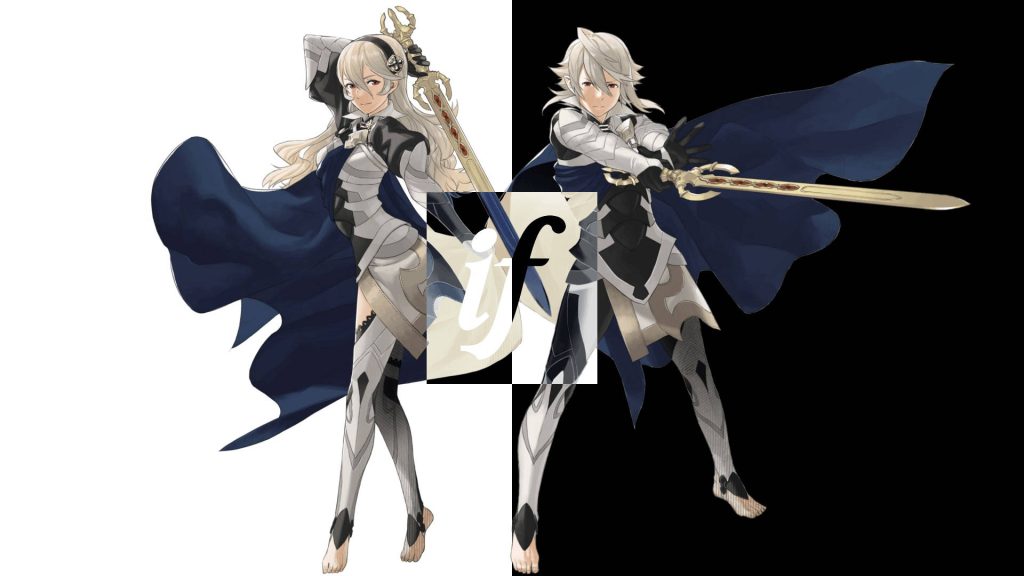 Fire Emblem Warriors Corrin male and female split-screen with Yato sword detailed anime wallpaper