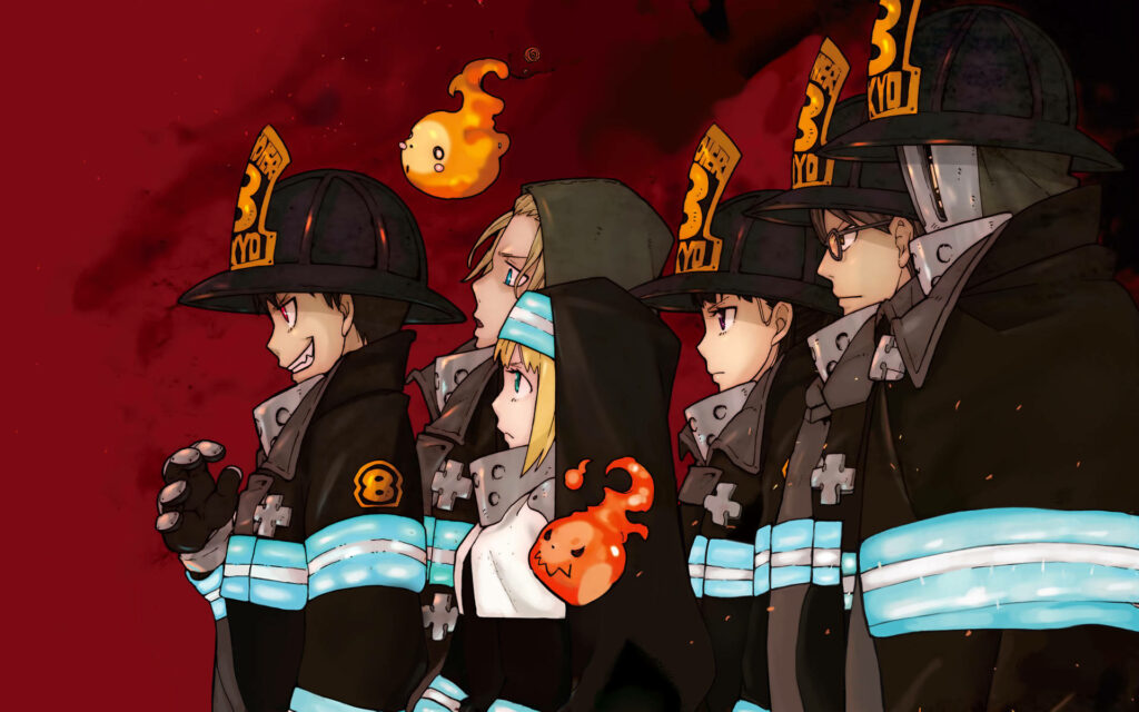 The Flame is Strong: Company 8's Fiery Squad Prepares for Battle Against the Infernal Menace - A Wallpaper Worthy of the Tokyo Fire Defense Agency
