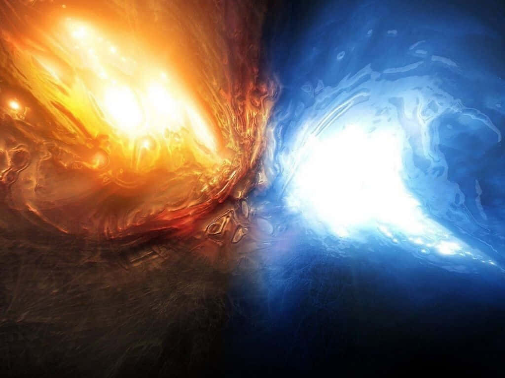 Fire and Ice Abstract Wallpaper: Striking Contrast Background Art