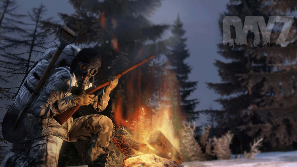 Survival by Firelight: A Cinematic Snapshot of the Armed Hero in DayZ Epoch Wallpaper