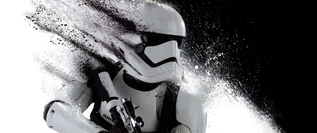 First Order Stormtrooper Star Wars wallpaper ultrawide 2560x1080 black and white ink splatter