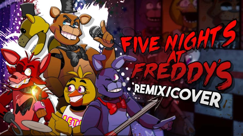 Five Nights at Freddys original cast vibrant digital wallpaper Freddy Bonnie Chica Foxy Golden Freddy