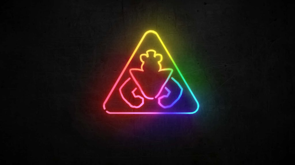 Five Nights at Freddys Security Breach neon Freddy Fazbear silhouette rainbow wallpaper background