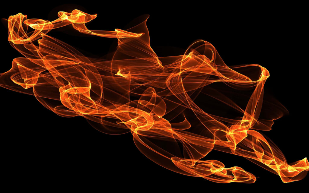 Dynamic Flame-Like Abstract Wallpaper: Bright Orange on Black