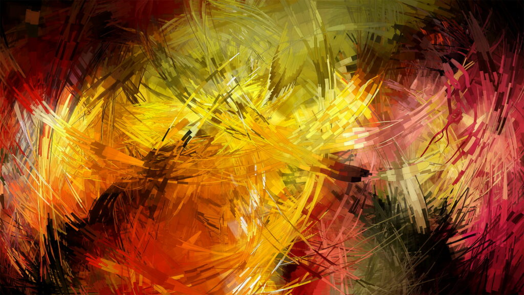 Inferno Celebration: A Kaleidoscope of Abstract Flames and Confetti Wallpaper