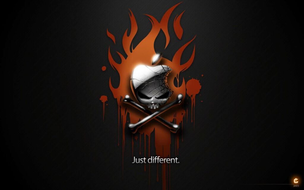 Fiery Tribal Apple Skull: Dark Hacker Full HD Background Wallpaper