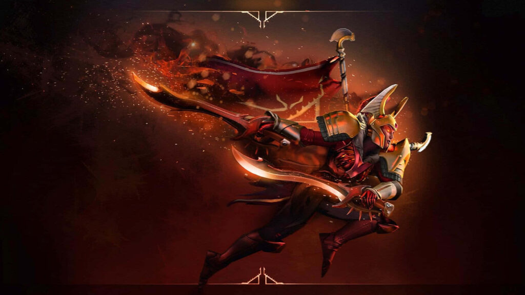 Digital Art of Dota 2's Legion Commander in Fiery Battle! Wallpaper