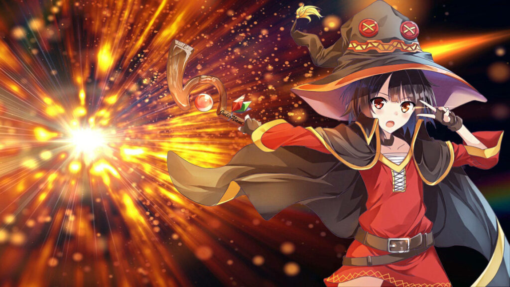 Blazing Brilliance: The Fiery Power of Megumin Illuminated Wallpaper