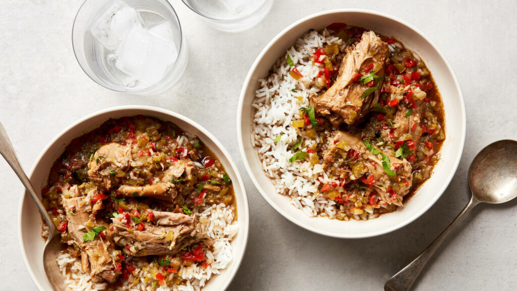Flavorful Gumbo Over Rice - Delicious Wallpaper Background Image