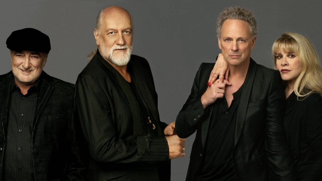 Fleetwood Mac band portrait with Mick Fleetwood Lindsey Buckingham Stevie Nicks John McVie Wallpaper