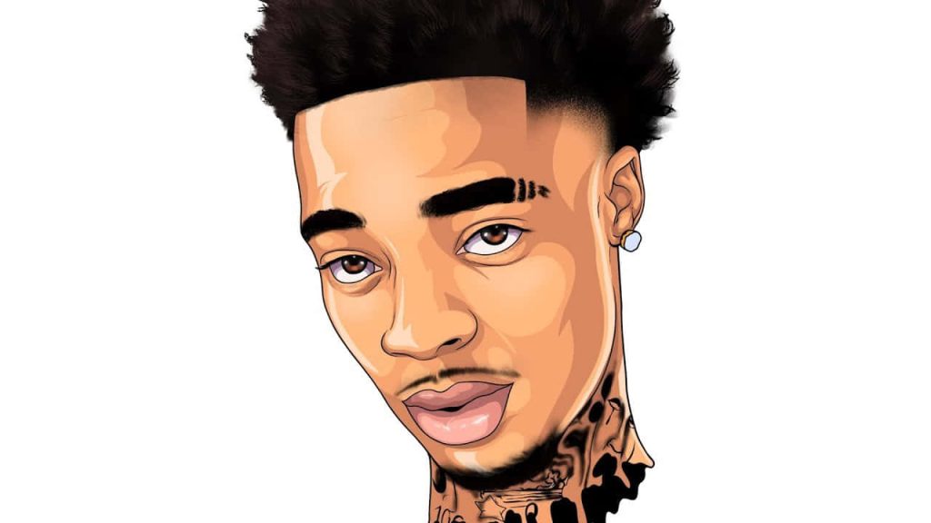Stylized digital art wallpaper of YouTuber FlightReacts with fade and neck tattoos vector design