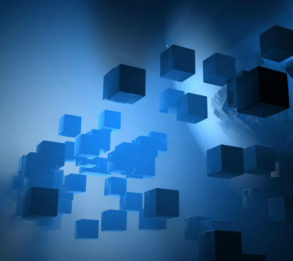 Futuristic Blue Cube Wallpaper for Samsung Galaxy Tablets