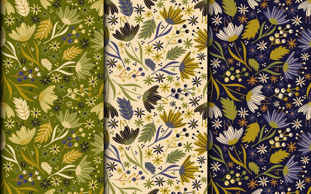 Blossoming Abstractions: Vibrant Floral Patterns Decorating a Vector QHD Wallpaper Background