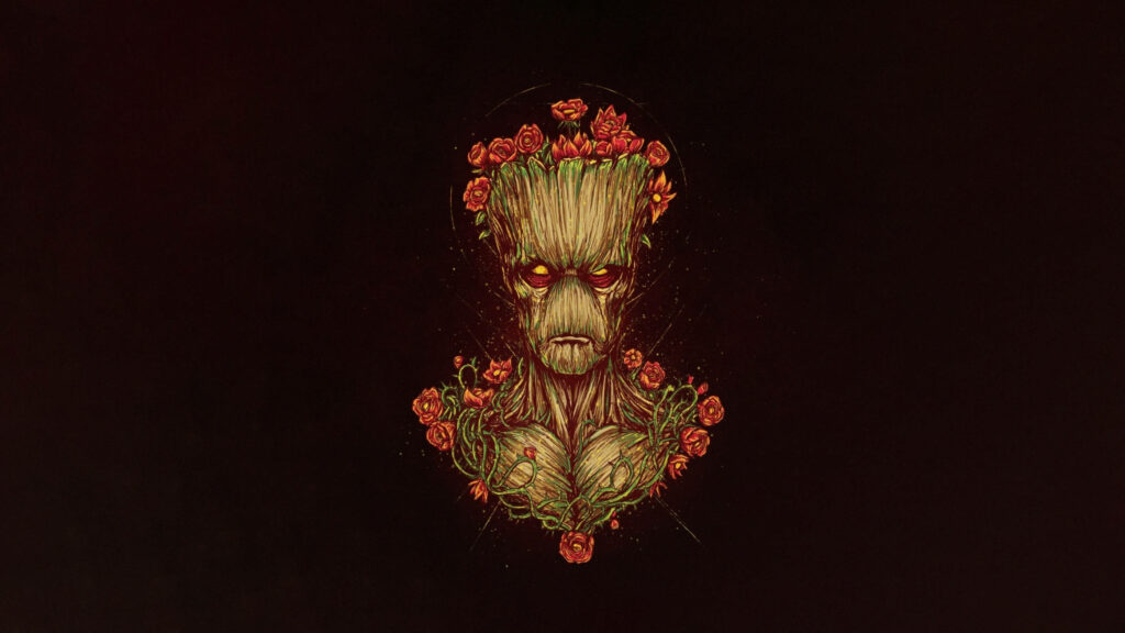 Flower Power: Groot's Lively Wallpaper
