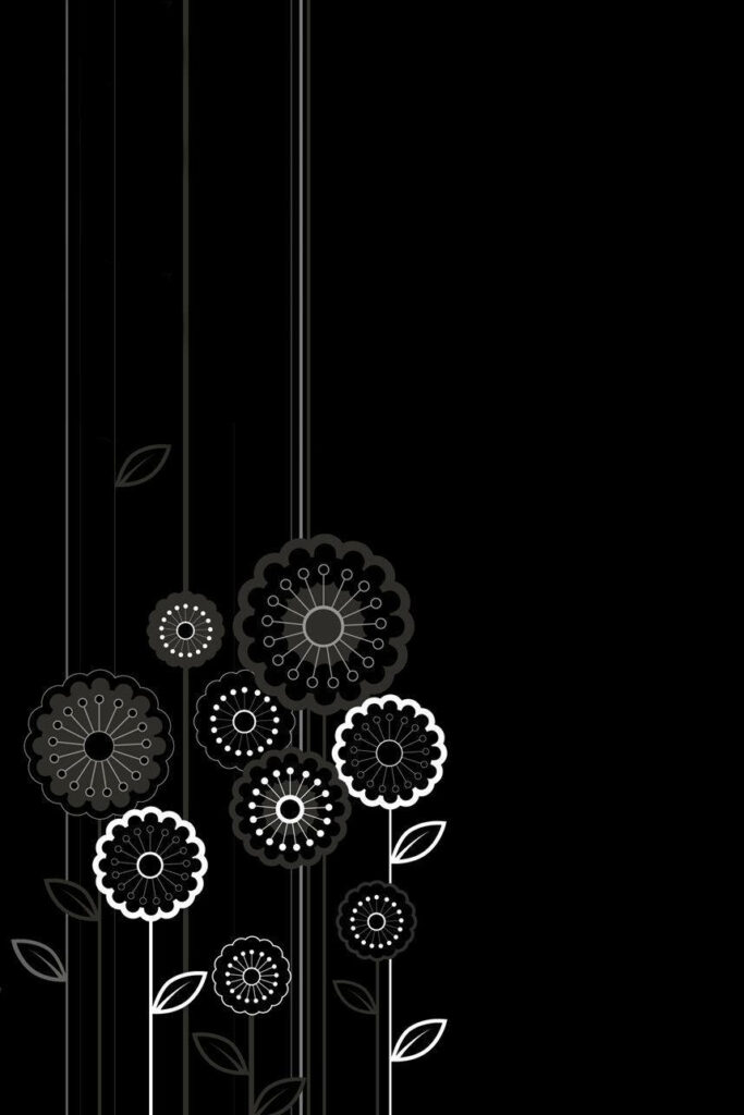 Techno-Floral Symphony: A Vibrant Android Blooms in Monochrome Wallpaper